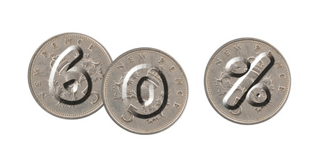 Obraz premium 60 percent with old coins