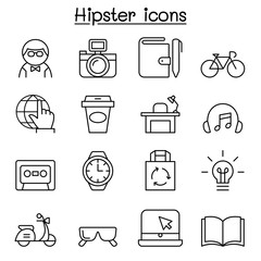 Fototapeta premium Hipster icon set in thin line style