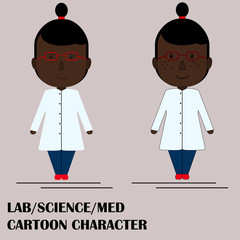 Woman scientist medical cartoon character
