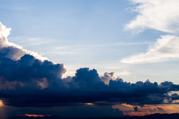 colorful dramatic sky with cloud at sunset