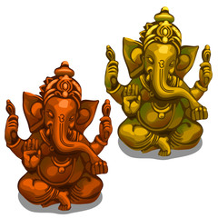 Vector figurines of the Indian deity of Ganesha