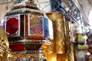 handmade colorful north african lamps