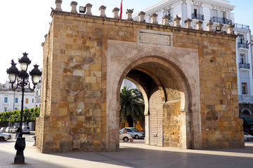 Naklejka premium Landmark old walls of Tunis, Tunisia
