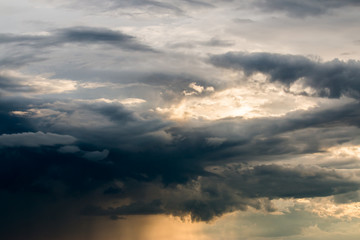 colorful dramatic sky with cloud at sunset