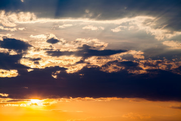 colorful dramatic sky with cloud at sunset