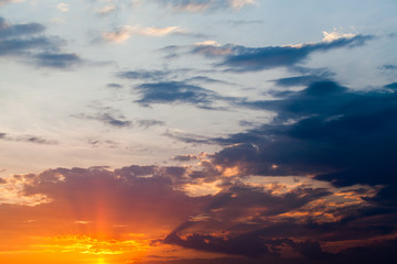 Fototapeta premium colorful dramatic sky with cloud at sunset