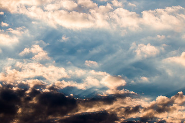 colorful dramatic sky with cloud at sunset