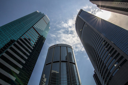 Hochhäuser im Bankenviertel von Hongkong, Asien