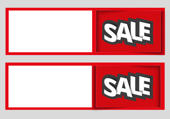 Concept paper-cut sticker with inscription SALE. Label or price tag with inner and external shadows isolated on gray background.