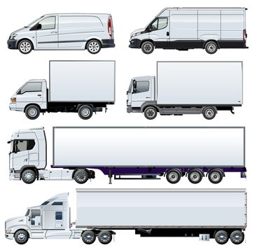 Vector trucks template isolated on white