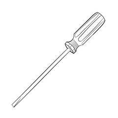 Vector  of Flat Head Screwdriver. Black and white. EPS8 .