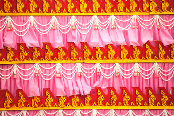 Traditional Thai art fabric decorated in the Rocket Festival parade show.