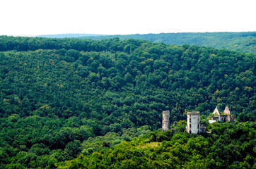 Fototapeta premium Scenic view of Chervonohorod Castle ruins Nyrkiv village, Ternopil region, Ukraine