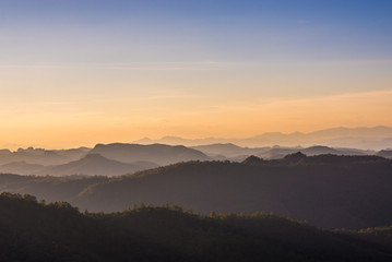 Layers of mountains in the evening