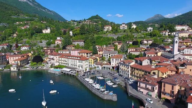 Port of Menaggio - Como lake in Italy (Aerial view)