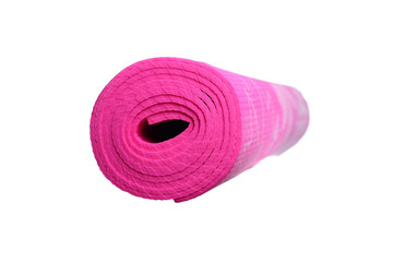 pink yellow yoga mat on a white background