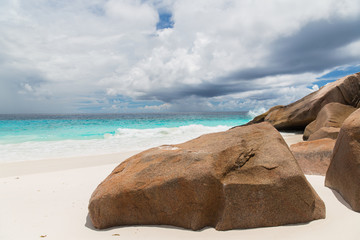 island beach in indian ocean on seychelles