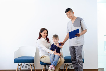 First visit - boy mom and doctor - Dentist