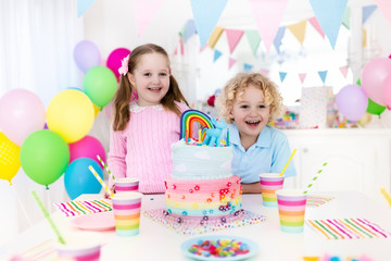Fototapeta premium Kids birthday party with cake