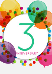 Template 3 Years Anniversary Congratulations, Greeting Card, Inv