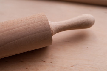 Roll cake on a wooden table
