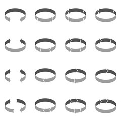 Volumetric Circle arrows icons on white background. 360 degrees