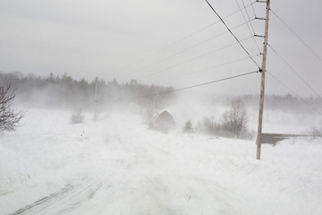 Blizzard in the Vermont countryside