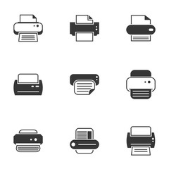 Icons for theme Printer. White background