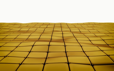 Naklejka premium Abstrakta 3d złocisty geometryczny tło. Złota tekstura z cieniem. Renderowanie 3D