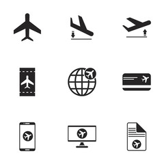 Icons for theme Airport. White background