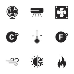 Icons for theme air conditioning. White background