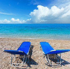 Summer morning beach.