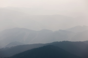 Fototapeta premium Mountain valley misty silhouette