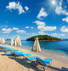 Summer sunshiny Ksamil Beach, Albania.