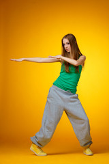 young female dancing hip-hop or rnb
