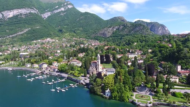 Tremezzo and little port with boats - Lake of Como in Italy