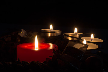 Christmas candle wreath lit.