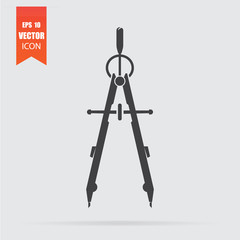 Compass icon in flat style isolated on grey background.