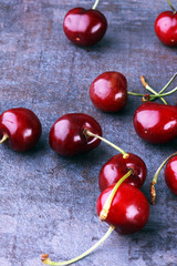 Cherry basket / Sweet cherry background/ cherry with leaf