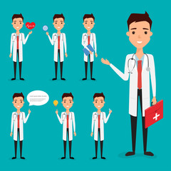 Doctor presenting in occupation character. illustration vector of a flat vector design.