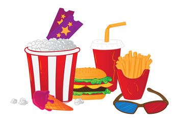 Hand drawn french fries fast food seamless pattern. Cartoon vector illustration. Can be used for printing on textile, pattern fills, web page background, textures or gift wrap and wallpapers