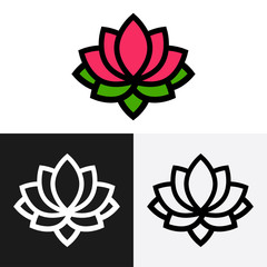 cartoon lotus logo set