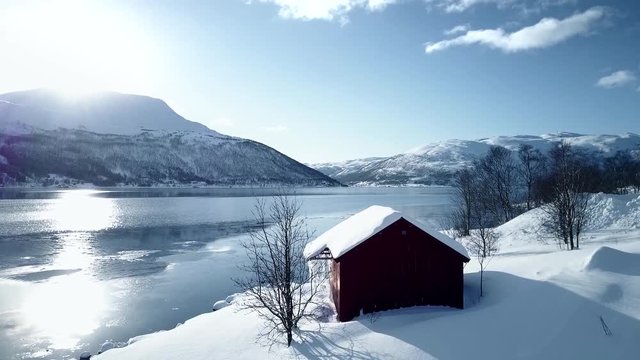 Overflight over norwegian hut