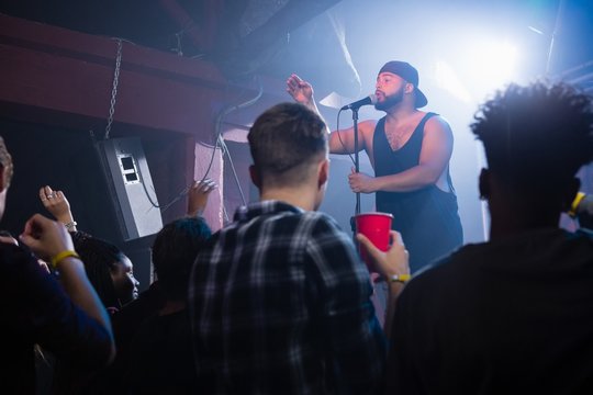 Singer performing on stage