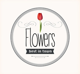 Flowers vintage retro label