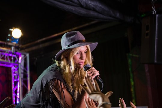 Singer performing on stage
