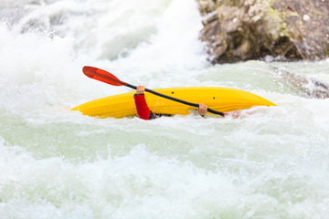 Extreme white water mountain canoeing