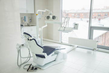 dental clinic interior with modern dentistry equipment