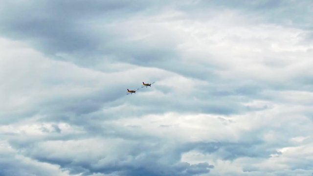 formation of airplanes in the sky

