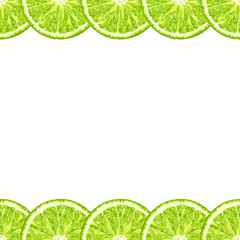 Vector seamless decorative horizontal border of lime slices. Realistic citrus background